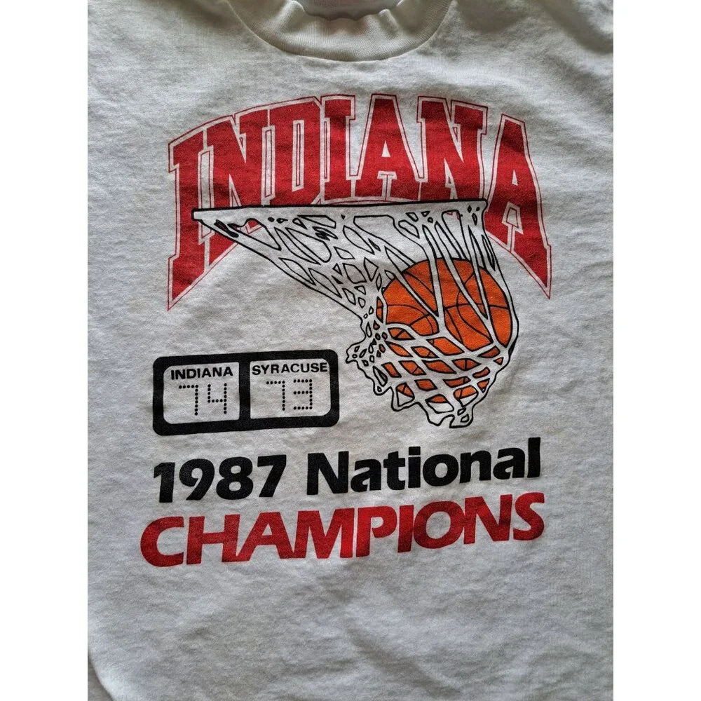 Vtg Indiana Hoosiers 1987 Ncaa Basketball National Champions Unisex S T Shirt - Picture 2 of 8